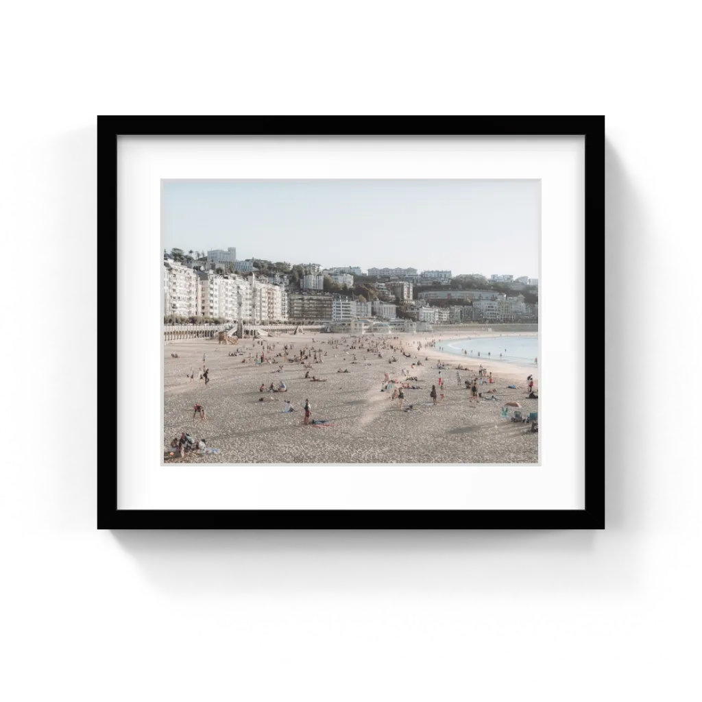 Beach Scene, Colour St Sebastian, Spain Art Print