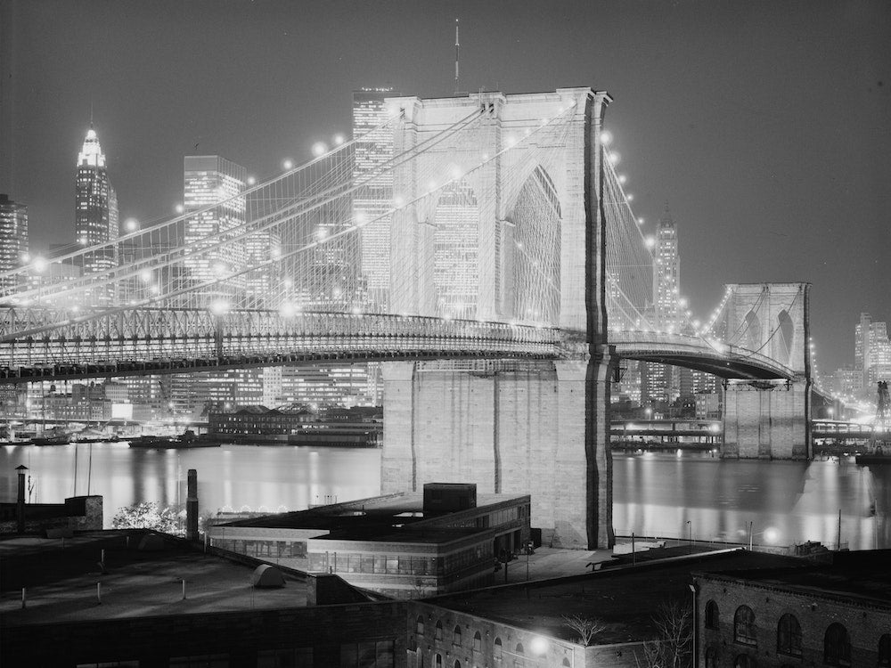 Brooklyn Bridge At Night New York Art Print