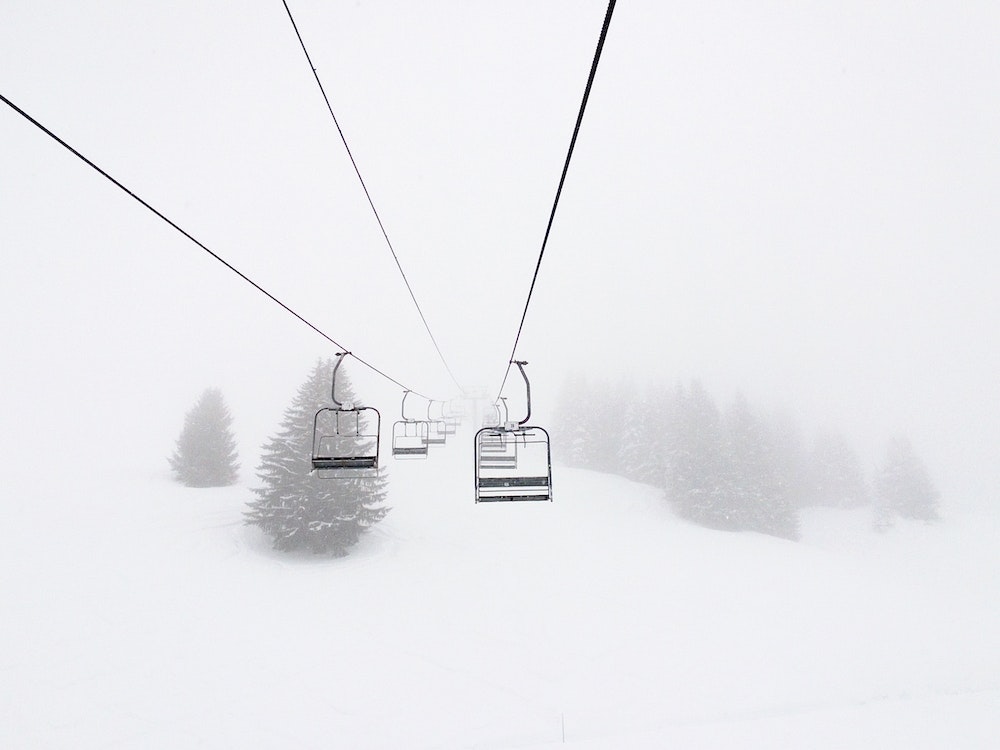 Ski Lifts In A Snowy Resort Art Print
