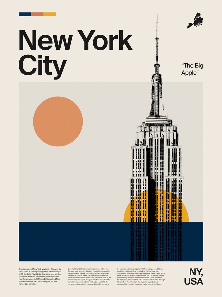 Mid Century New York City Travel Art Print