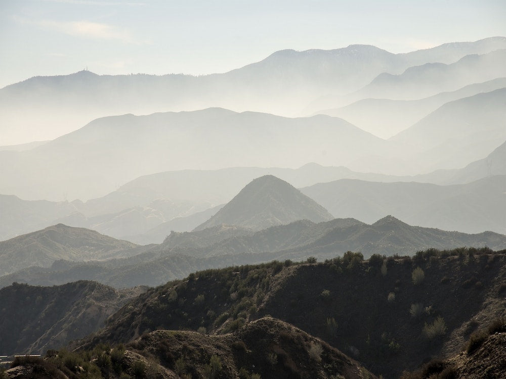 Misty Foggy Mountain Scene Art Print