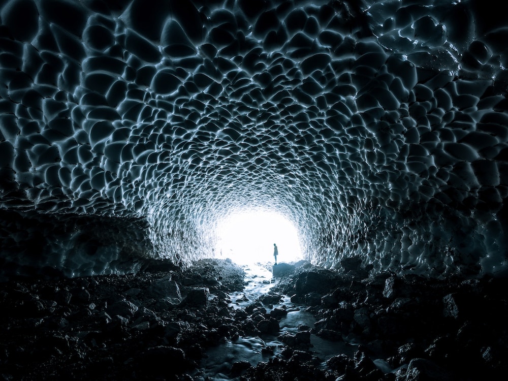 Ice Cave Explorer Art Print