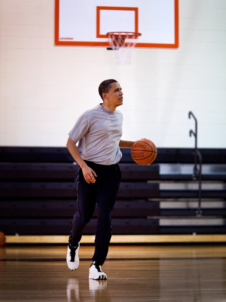 Barack Obama Plays Basketball Art Print