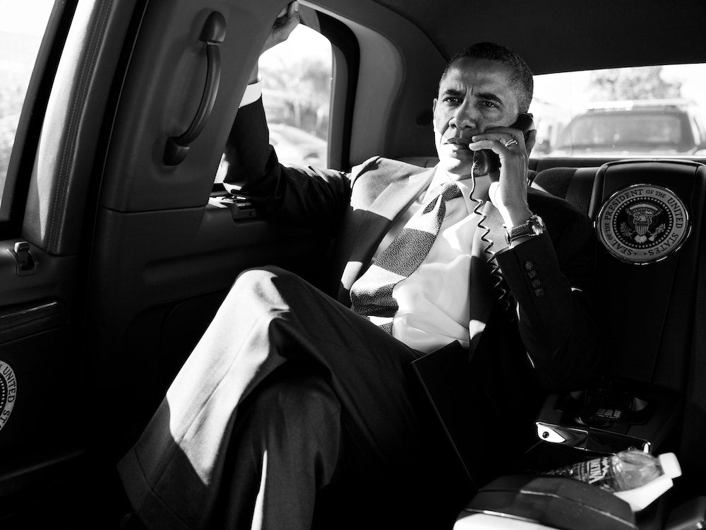 Barack Obama On A Call Art Print