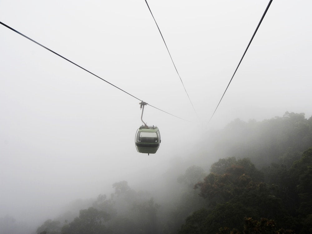Cable Car In Misty Foggy Hazy Weather Art Print