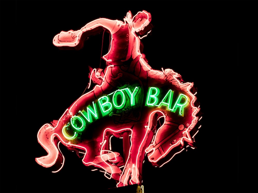 Cowboy Bar Neon Sign In Jackson Hole, Wyoming Art Print
